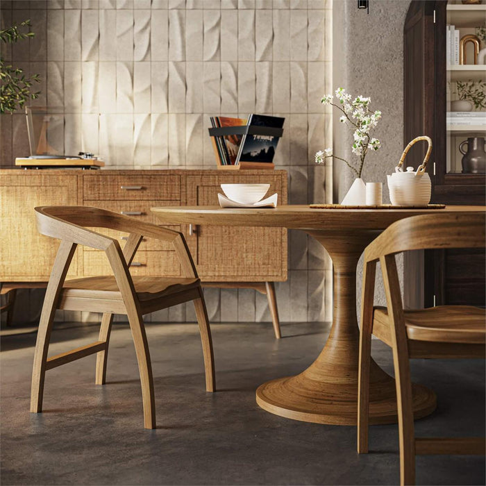 Bramble - Pierre Round Dining Table 60'' in Antique French Oak - 27368AFD-----