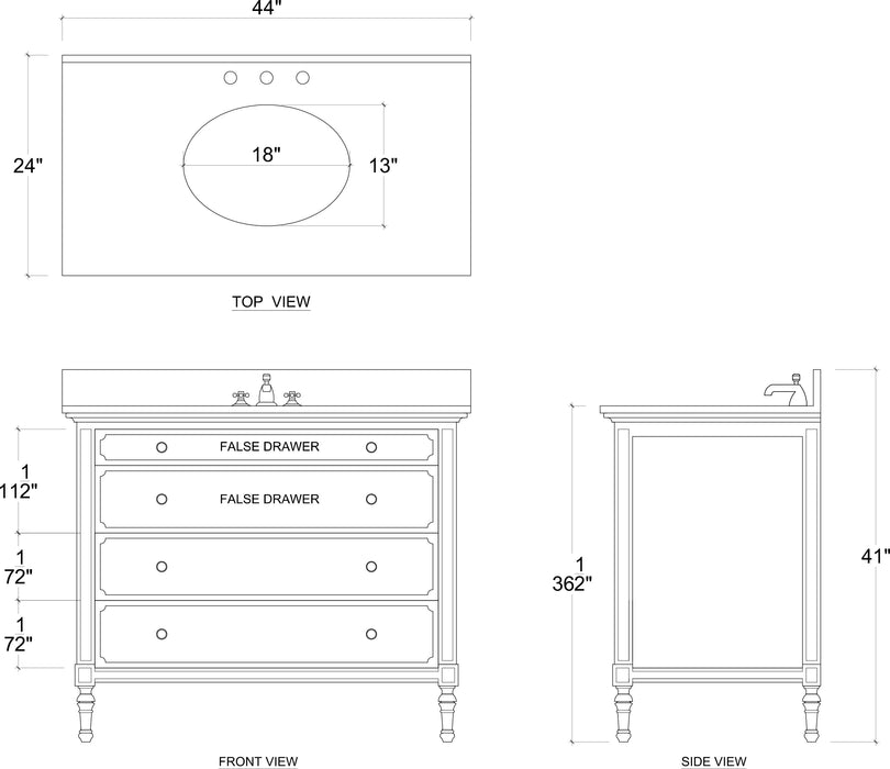 Bramble - Carrington Single Vanity w/ Sink & Marble Top - BR-27448 - GreatFurnitureDeal