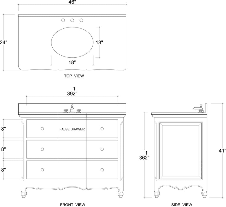 Bramble - Provence Single Vanity w/ Sink & Marble top - BR-27449 - GreatFurnitureDeal