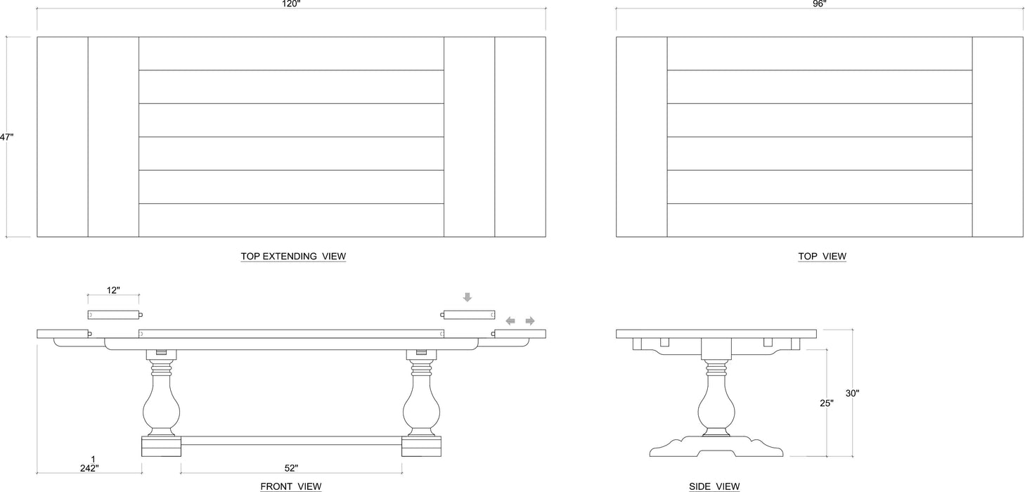 Bramble - Trestle Extension Table 96 - 120'' in Straw Wash - 27486STW----- - GreatFurnitureDeal