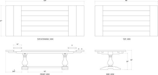 Bramble - Trestle Extension Table 96 - 120'' in Straw Wash - 27486STW----- - GreatFurnitureDeal