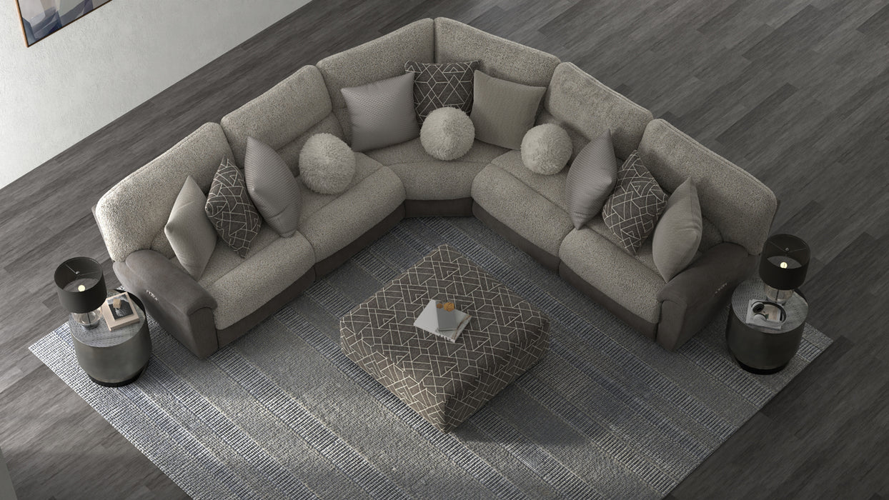 Catnapper - Rendezvous 5 Piece Power Headrest Reclining Sectional Sofa in Umber/Fawn - 62746-2744-2748-62745-62747