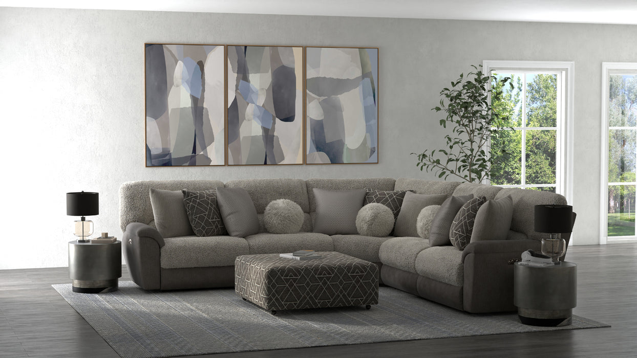 Catnapper - Rendezvous 5 Piece Power Headrest Reclining Sectional Sofa in Umber/Fawn - 62746-2744-2748-62745-62747