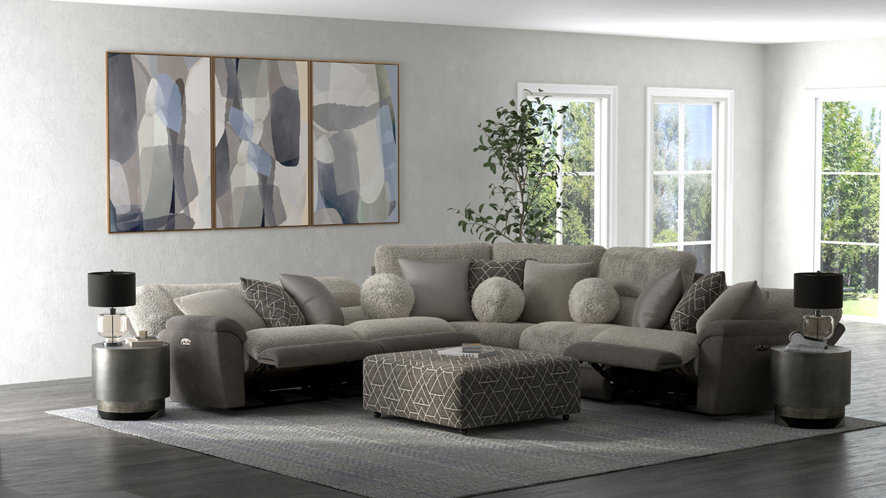 Catnapper - Rendezvous 5 Piece Power Headrest Reclining Sectional Sofa in Umber/Fawn - 62746-2744-2748-62745-62747