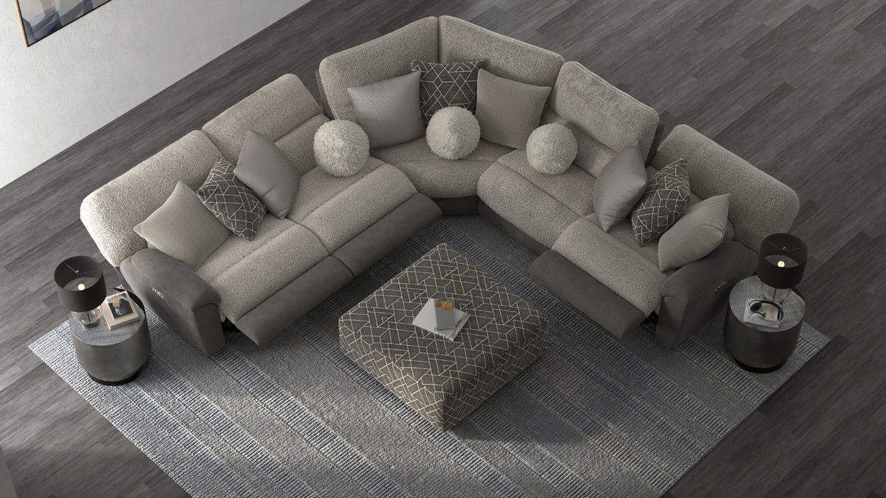 Catnapper - Rendezvous 5 Piece Power Headrest Reclining Sectional Sofa in Umber/Fawn - 62746-2744-2748-62745-62747