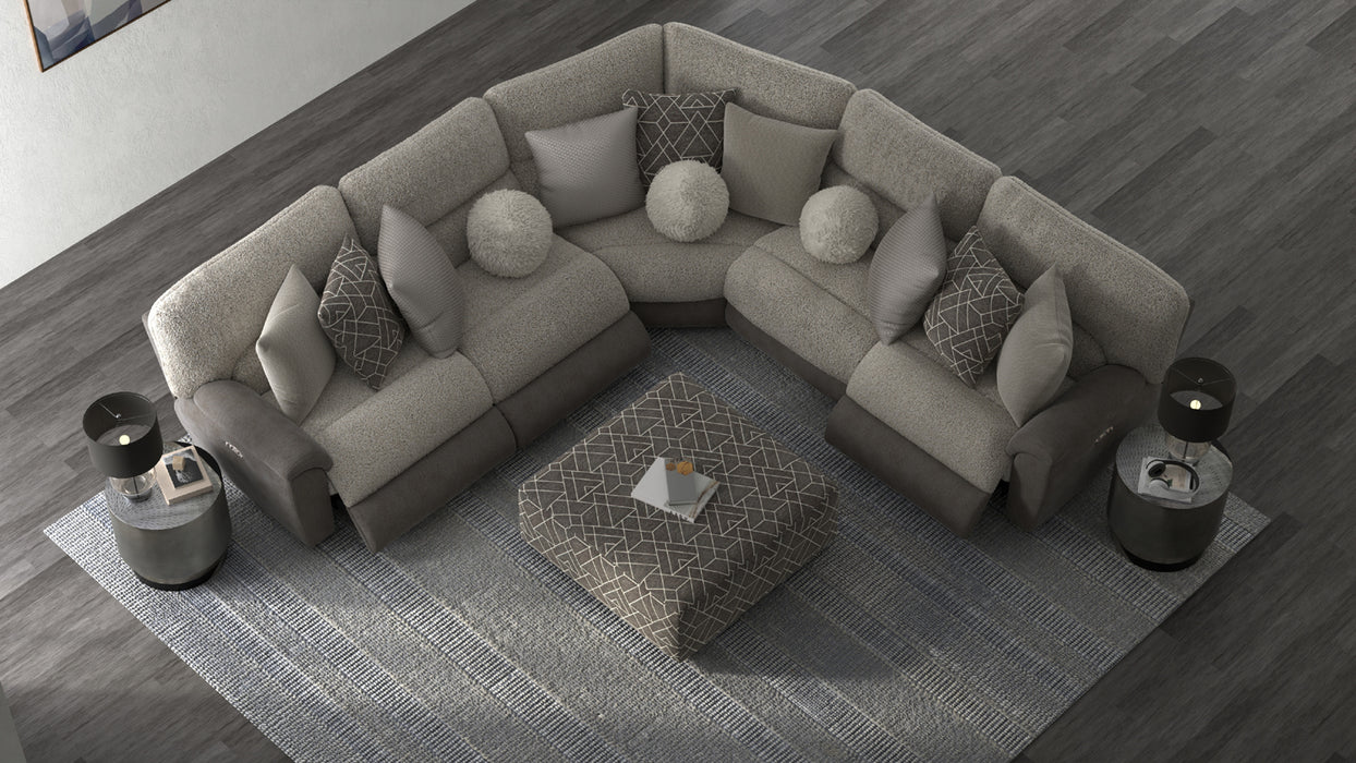 Catnapper - Rendezvous 5 Piece Power Headrest Reclining Sectional Sofa in Umber/Fawn - 62746-2744-2748-62745-62747