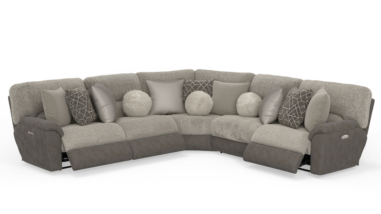 Catnapper - Rendezvous 5 Piece Power Headrest Reclining Sectional Sofa in Umber/Fawn - 62746-2744-2748-62745-62747 - GreatFurnitureDeal