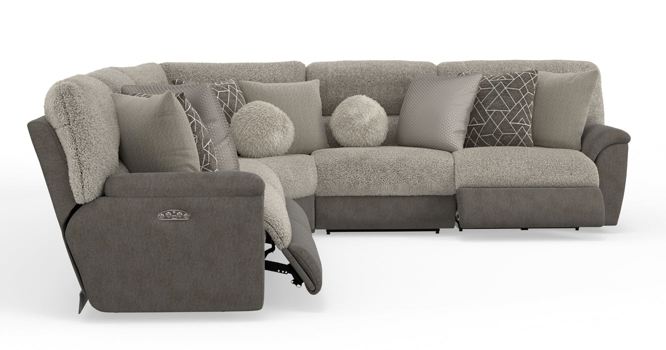 Catnapper - Rendezvous 5 Piece Power Headrest Reclining Sectional Sofa in Umber/Fawn - 62746-2744-2748-62745-62747