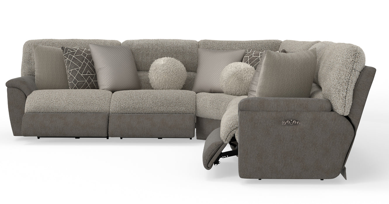 Catnapper - Rendezvous 5 Piece Power Headrest Reclining Sectional Sofa in Umber/Fawn - 62746-2744-2748-62745-62747