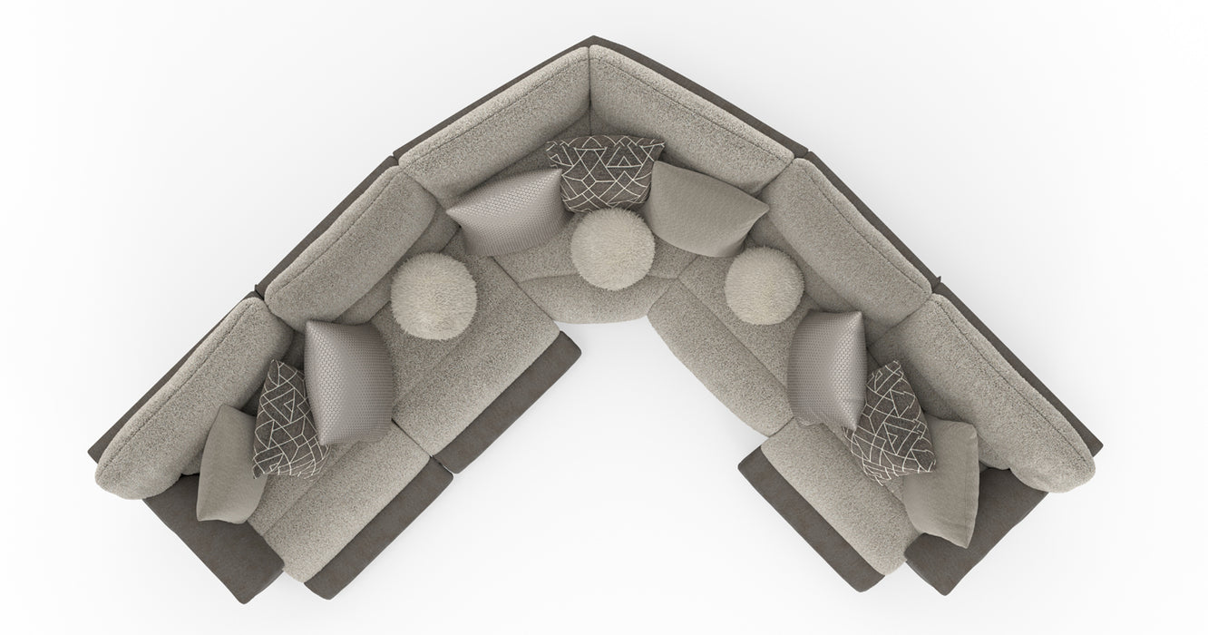 Catnapper - Rendezvous 5 Piece Power Headrest Reclining Sectional Sofa in Umber/Fawn - 62746-2744-2748-62745-62747