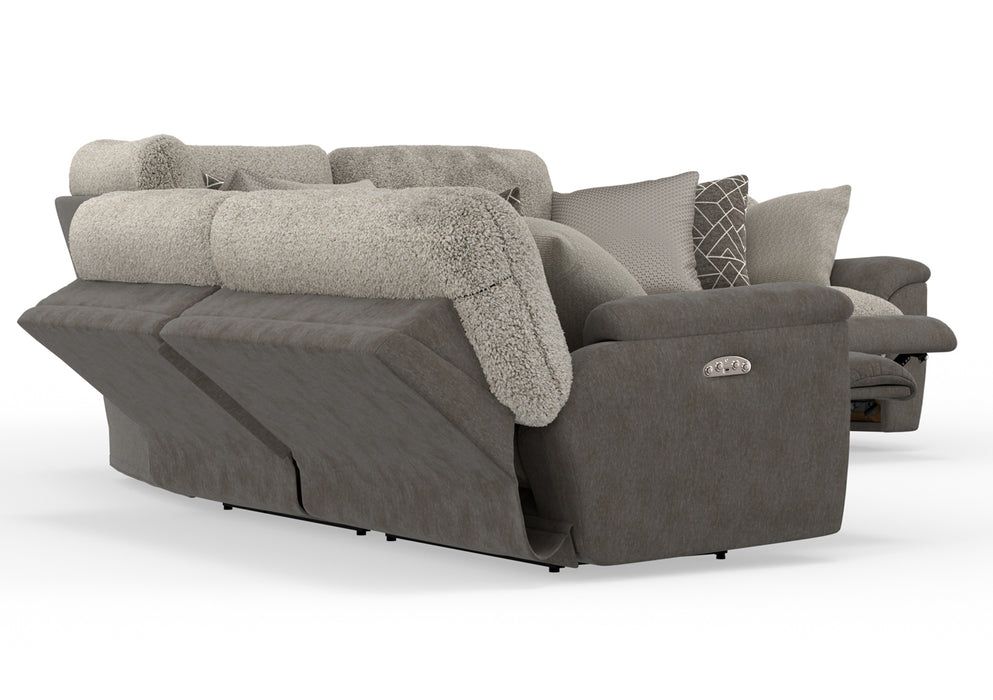 Catnapper - Rendezvous 5 Piece Power Headrest Reclining Sectional Sofa in Umber/Fawn - 62746-2744-2748-62745-62747