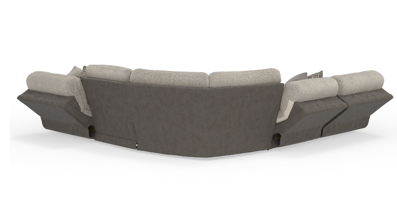 Catnapper - Rendezvous 5 Piece Power Headrest Reclining Sectional Sofa in Umber/Fawn - 62746-2744-2748-62745-62747