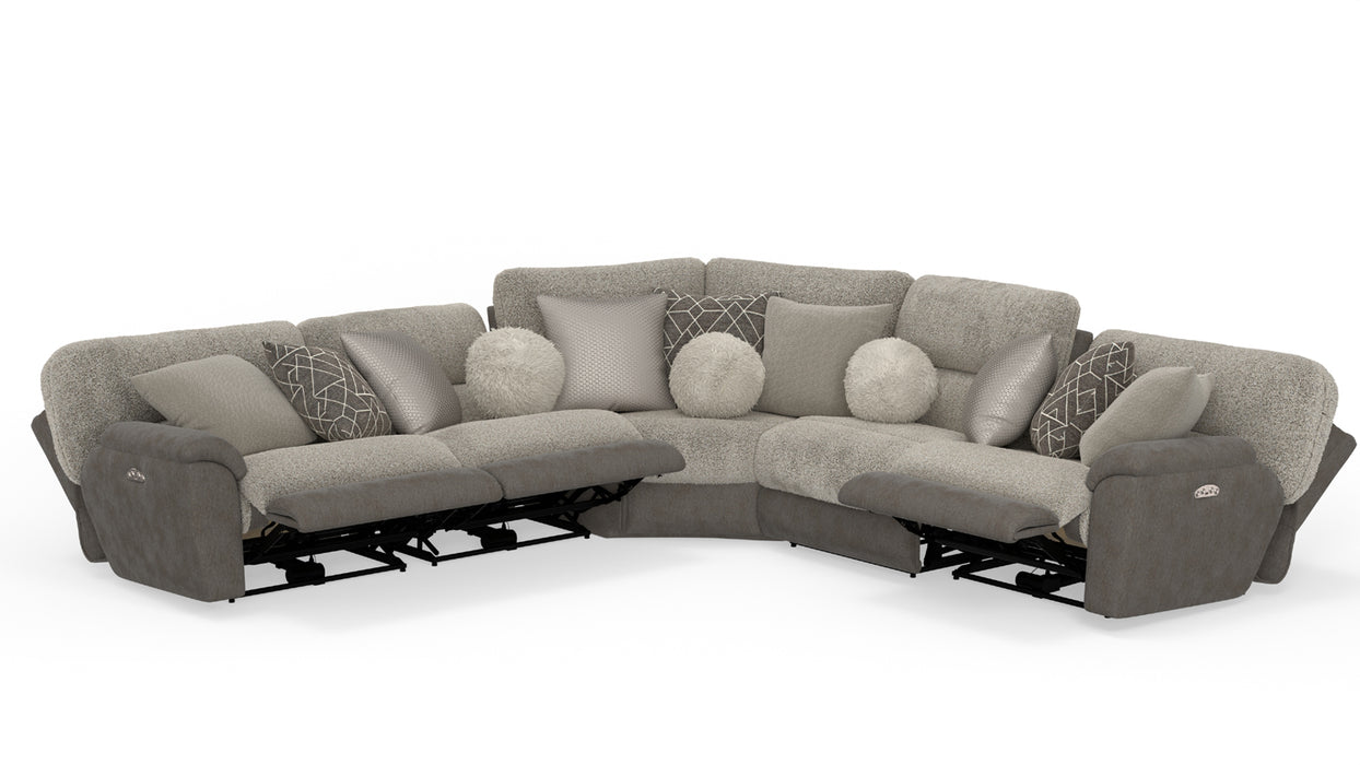 Catnapper - Rendezvous 5 Piece Power Headrest Reclining Sectional Sofa in Umber/Fawn - 62746-2744-2748-62745-62747