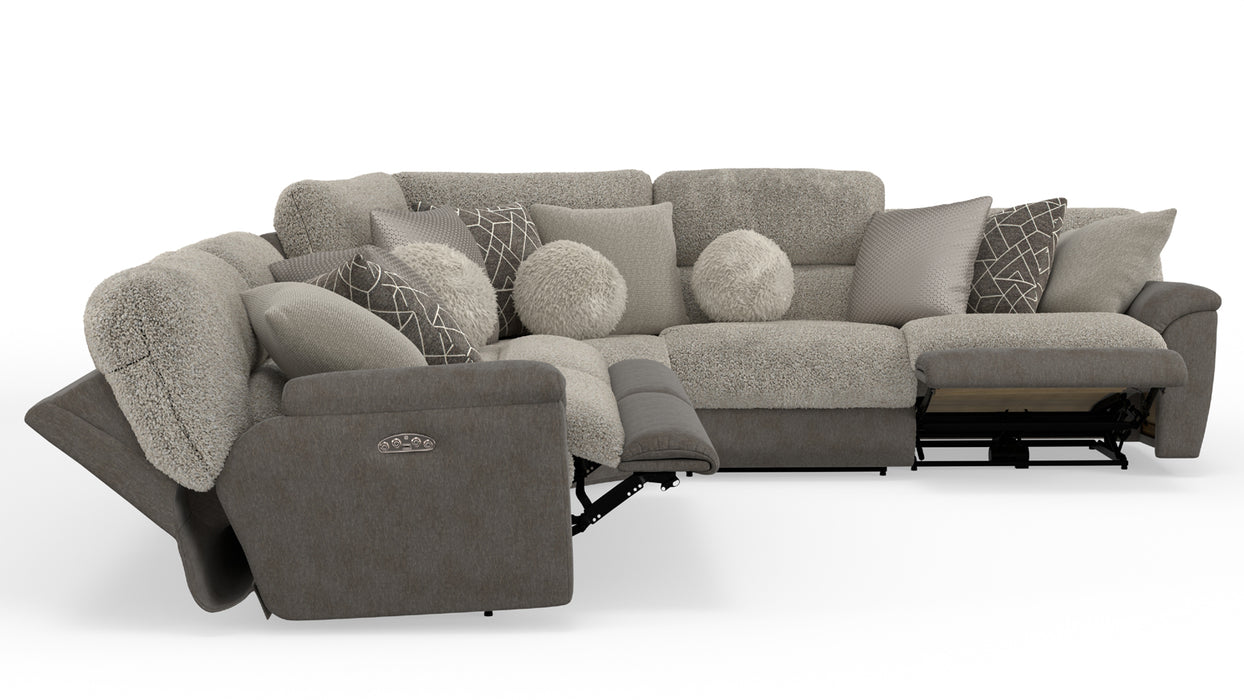 Catnapper - Rendezvous 5 Piece Power Headrest Reclining Sectional Sofa in Umber/Fawn - 62746-2744-2748-62745-62747