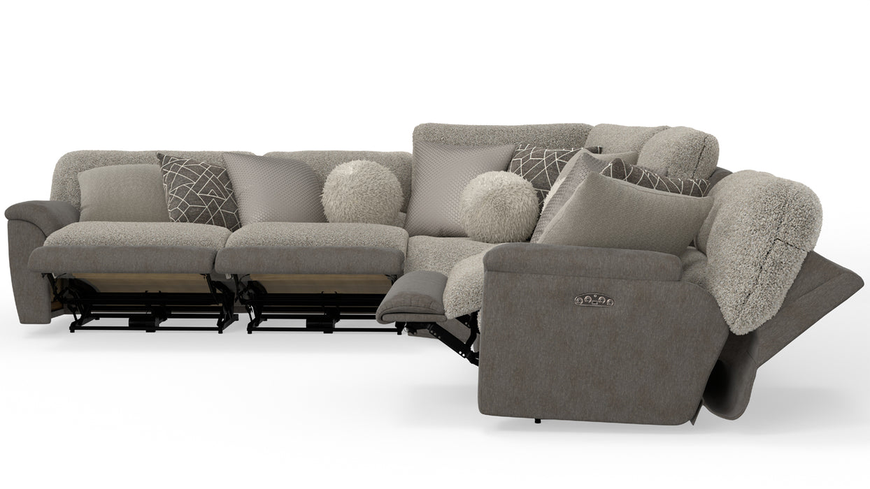 Catnapper - Rendezvous 5 Piece Power Headrest Reclining Sectional Sofa in Umber/Fawn - 62746-2744-2748-62745-62747