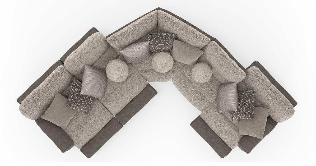 Catnapper - Rendezvous 5 Piece Power Headrest Reclining Sectional Sofa in Umber/Fawn - 62746-2744-2748-62745-62747