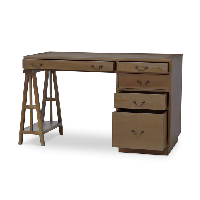 Bramble - Surveyor's Desk in Architectural White/Driftwood - BR-FAC-27506HRWDRW - GreatFurnitureDeal