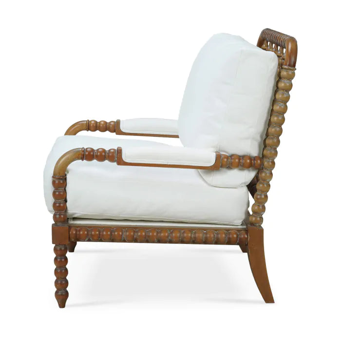 Bramble - Cholet Arm Chair In Straw Wash w/ Arctic White Performance Fabric - BR-27622STWSF204