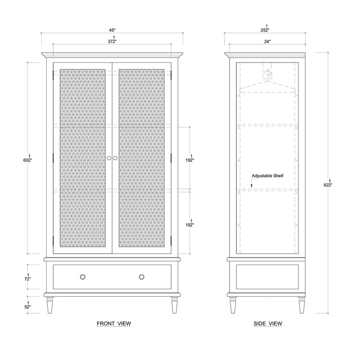 Bramble - Jamison Wardrobe w/ Rattan Door - BR-27631 - GreatFurnitureDeal