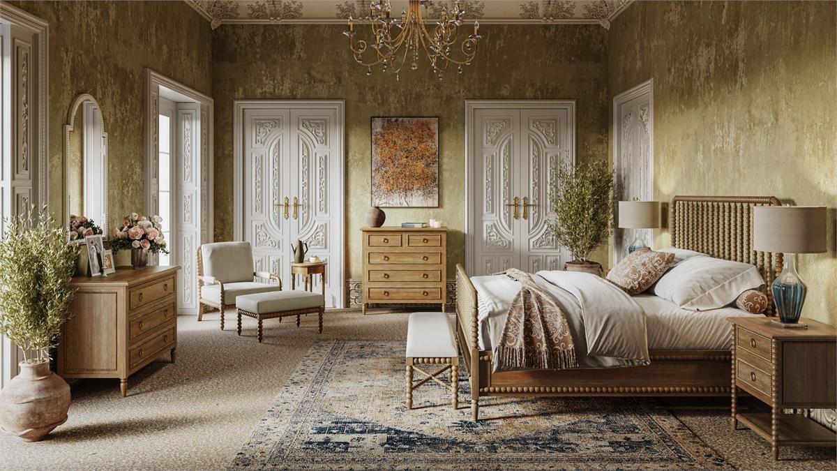 Bramble - Cholet King Bed in Straw Wash - 27680STW-----