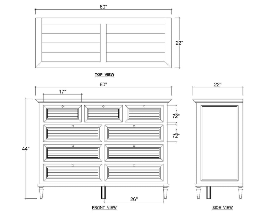 Bramble - Summerville 9 Drawer Dresser - White Harvest - BR-27693WHD-----