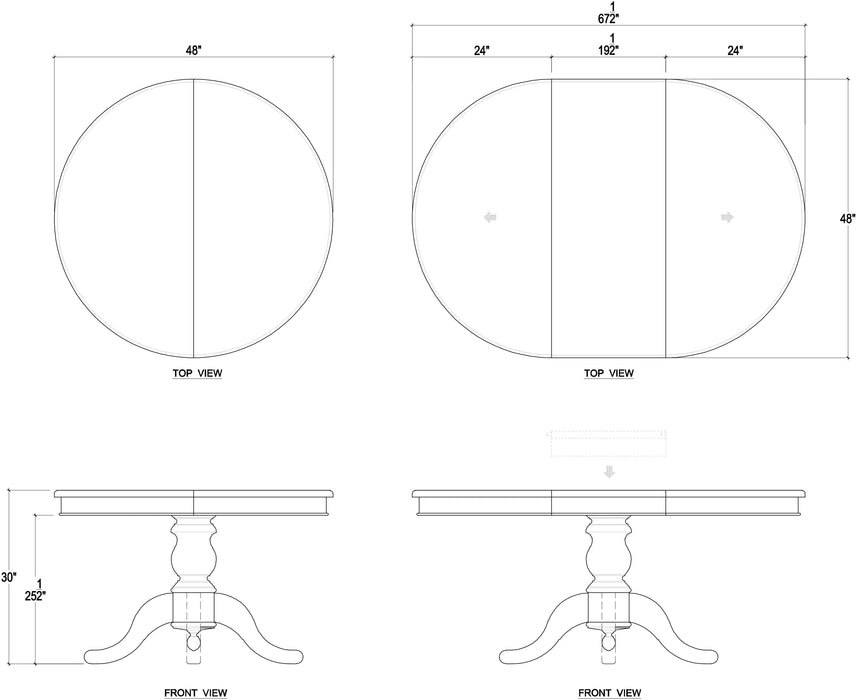 Bramble - Farmhouse Round Extension Table 48'' extends to 67.5'' - BR-27773 - GreatFurnitureDeal