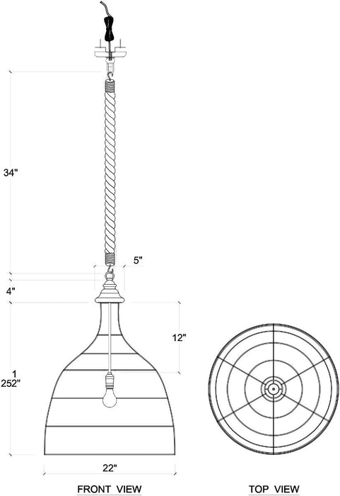 Bramble - Hampton Rattan Pendant Large In White Wash - 27796RWWS----- - GreatFurnitureDeal