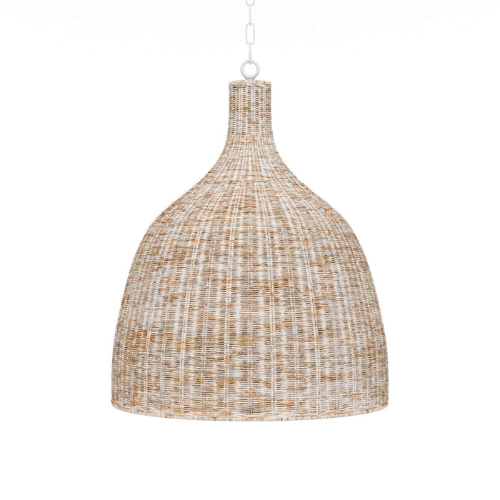 Bramble - Hampton Rattan Pendant Large In White Wash - 27796RWWS----- - GreatFurnitureDeal