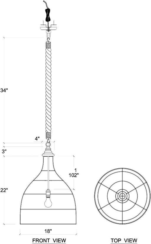 Bramble - Hampton Rattan Pendant Medium In White Wash - 27797RWWS----- - GreatFurnitureDeal