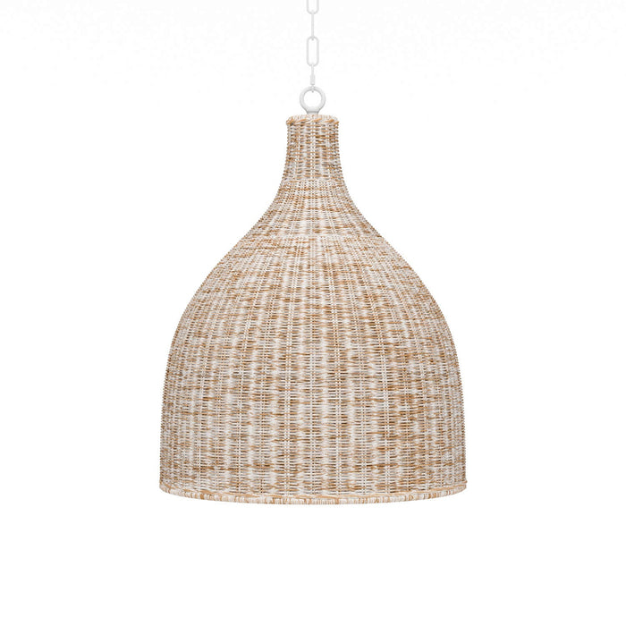 Bramble - Hampton Rattan Pendant Medium In White Wash - 27797RWWS----- - GreatFurnitureDeal