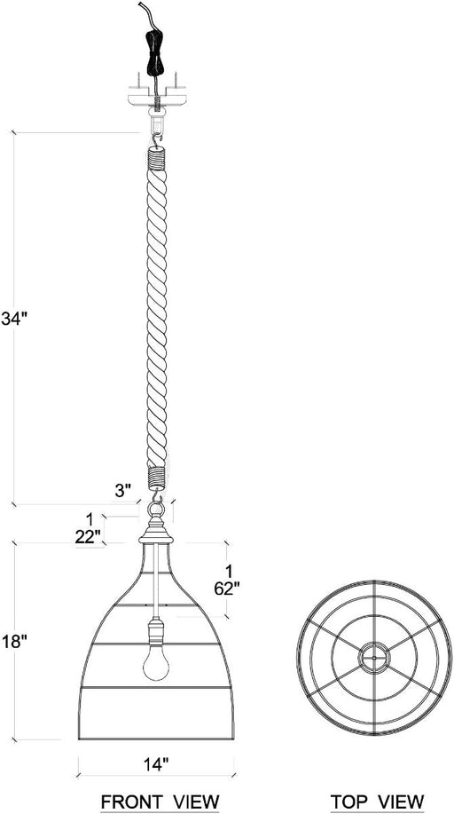 Bramble - Hampton Rattan Pendant Small In White Wash - 27798RWWS----- - GreatFurnitureDeal