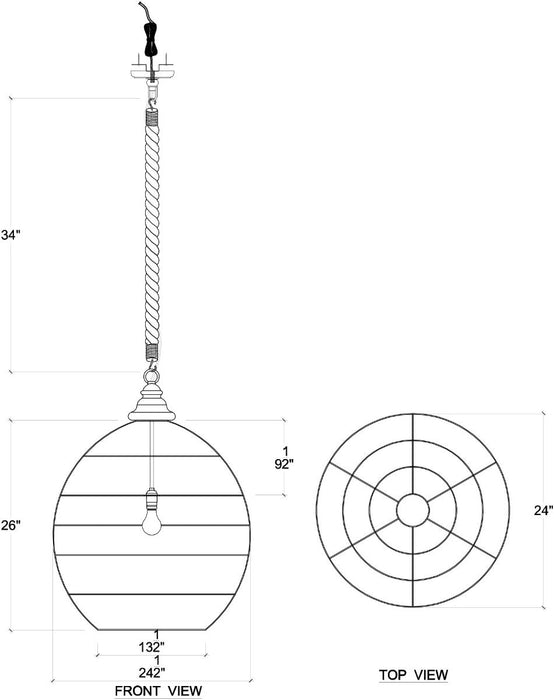 Bramble - Ball Rattan Pendant In White Wash - 27802RWWS----- - GreatFurnitureDeal
