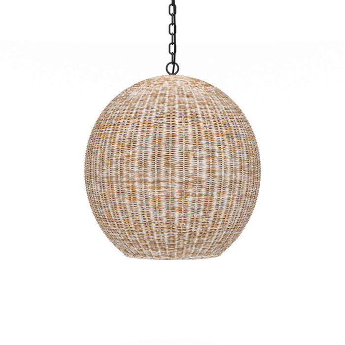 Bramble - Ball Rattan Pendant In White Wash - 27802RWWS----- - GreatFurnitureDeal