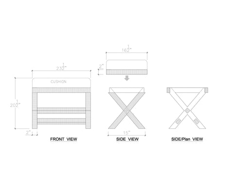 Bramble - Renoir Rattan X Bench Small - BR-27811 - GreatFurnitureDeal