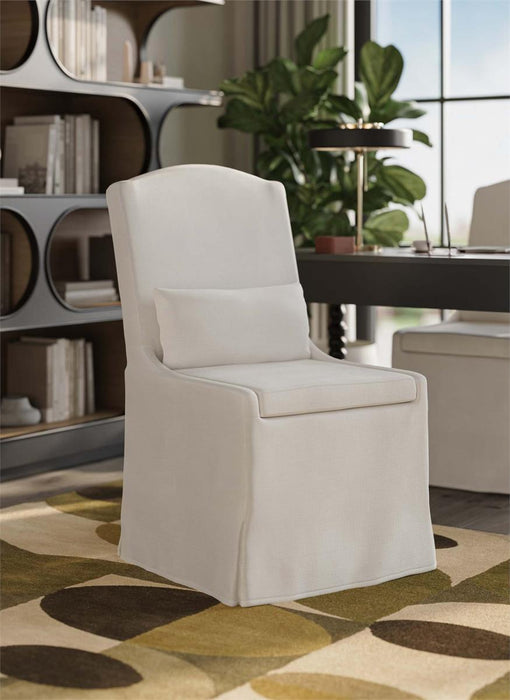 Bramble - Sierra Slipcovered Dining Chair w/ Castors w/ Arctic White Performance Fabric (Set of 2) - 27837SF204-----