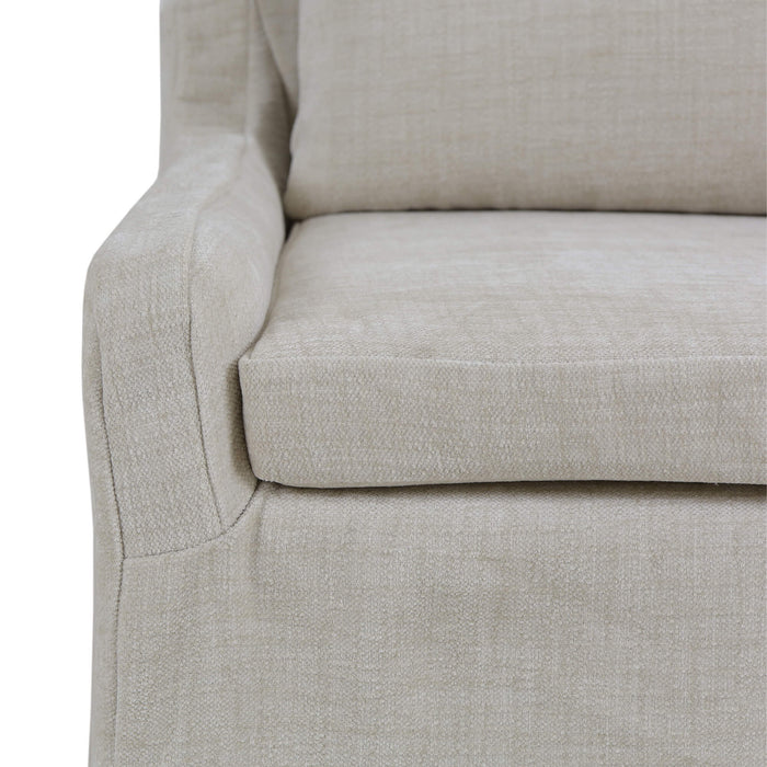 Bramble - Sierra Slipcovered Dining Chair w/ Castors w/ Thames Natural Performance Fabric - Set of 2 - 27837SF247----- - GreatFurnitureDeal