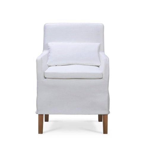 Bramble - Bilboa Slipcovered Arm Dining Chair in Straw Wash w/ Arctic White Performance Fabric (Set of 2) - 27884STWSF204---- - GreatFurnitureDeal