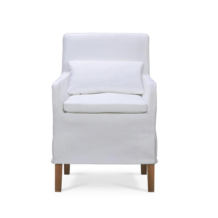 Bramble - Bilboa Slipcovered Arm Dining Chair in Straw Wash w/ Arctic White Performance Fabric (Set of 2) - 27884STWSF204----