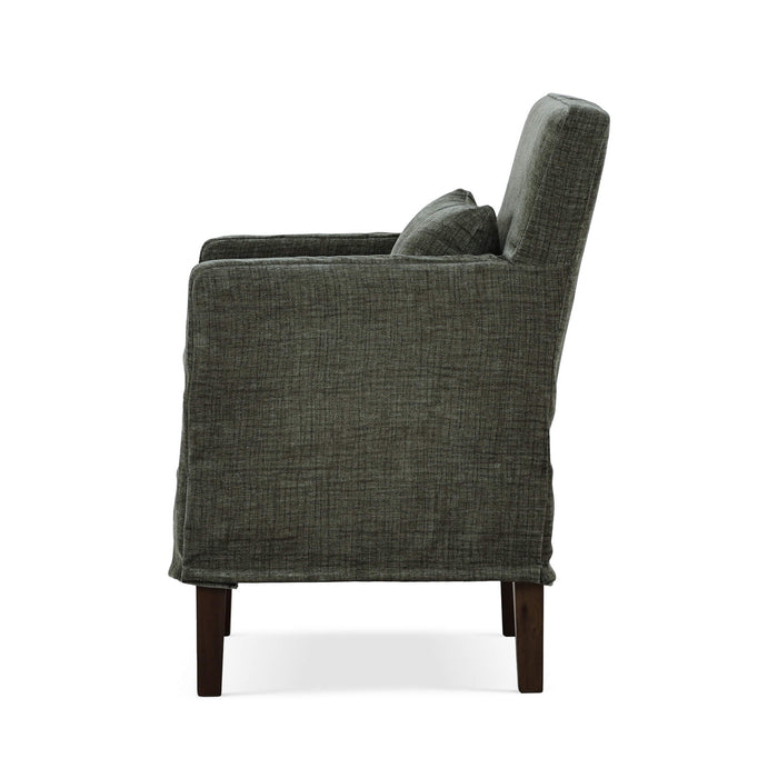 Bramble - Bilboa Slipcovered Arm Dining Chair in Walnut w/ Thames Moss Green Performance Fabric - Set of 2 - 27884WLTSF244---- - GreatFurnitureDeal