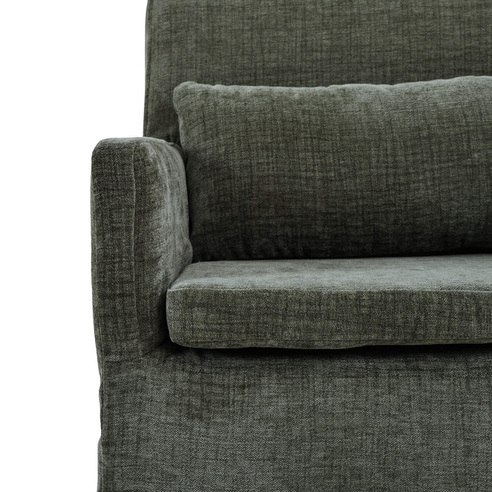 Bramble - Bilboa Slipcovered Arm Dining Chair in Walnut w/ Thames Moss Green Performance Fabric - Set of 2 - 27884WLTSF244---- - GreatFurnitureDeal