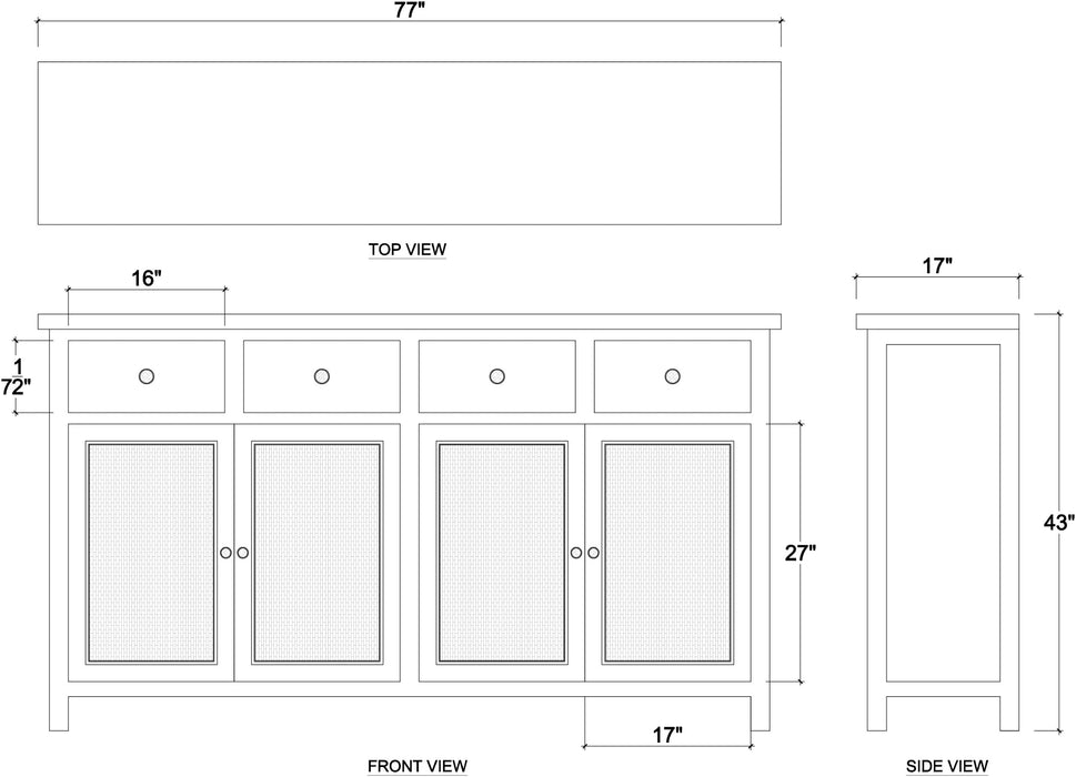 Bramble - Aldren Rattan Sideboard - BR-27891 - GreatFurnitureDeal