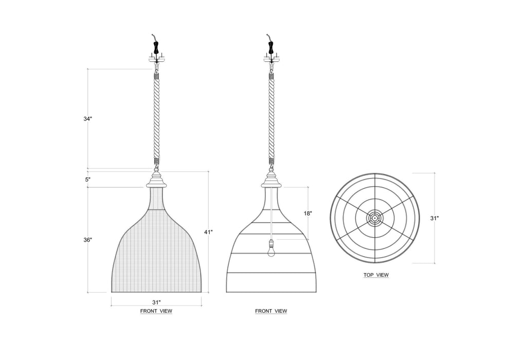 Bramble - Hampton Rattan Pendant Extra Large - BR-27893 - GreatFurnitureDeal