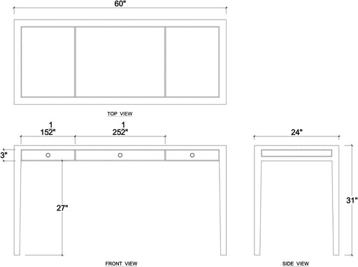 Bramble - Belmont Leather Desk in Batavia Black, Black Noir Leather - US-WS-27897BBAFBBL---- - GreatFurnitureDeal