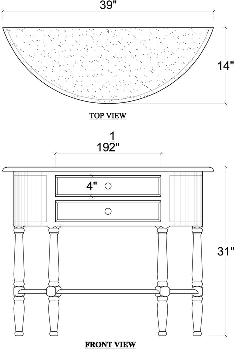 Bramble - Demi-Lune Table w/ Marble Top - BR-27903