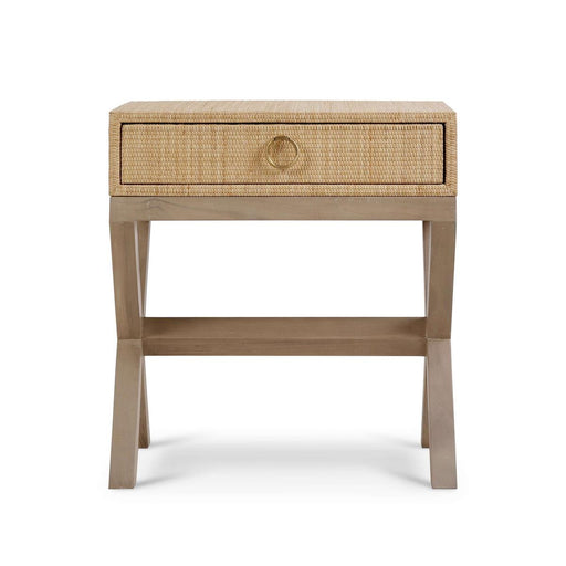 Bramble - Renoir Bedside Table Wrapped in Natural Rattan w/ Sandbar Legs - 27912RNATSNB---- - GreatFurnitureDeal