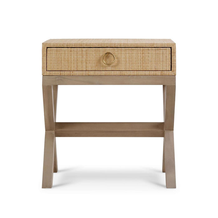 Bramble - Renoir Bedside Table Wrapped in Natural Rattan w/ Sandbar Legs - 27912RNATSNB----