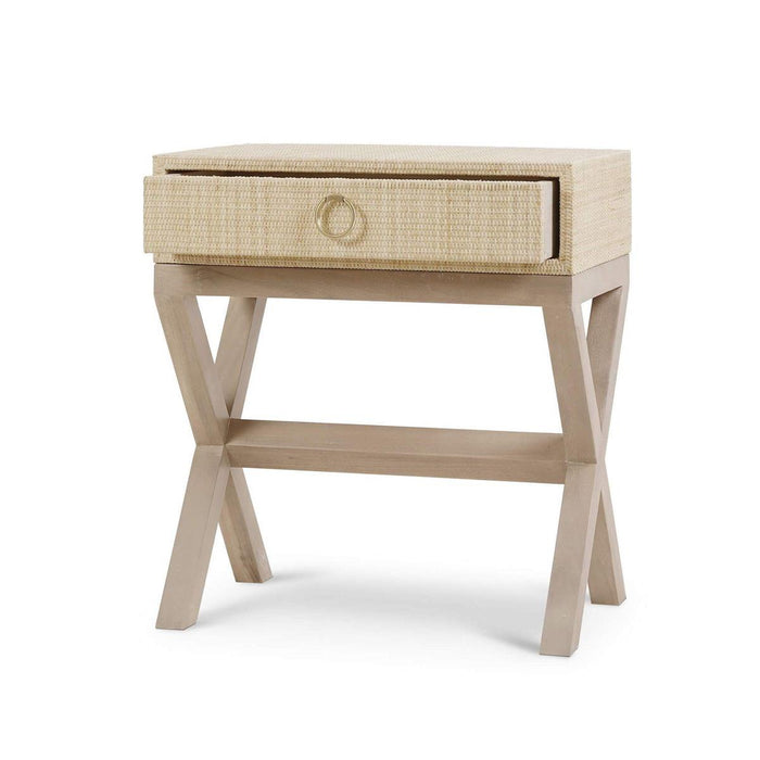 Bramble - Renoir Bedside Table Wrapped in Natural Rattan w/ Sandbar Legs - 27912RNATSNB---- - GreatFurnitureDeal