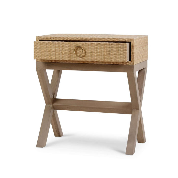 Bramble - Renoir Bedside Table Wrapped in Natural Rattan w/ Sandbar Legs - 27912RNATSNB----