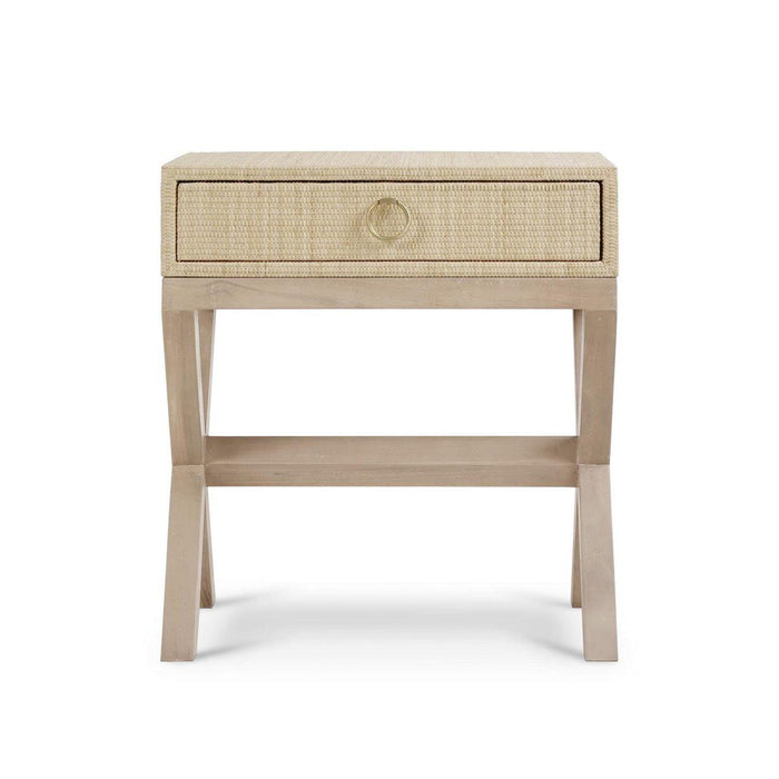 Bramble - Renoir Bedside Table Wrapped in Natural Rattan w/ Sandbar Legs - 27912RNATSNB---- - GreatFurnitureDeal