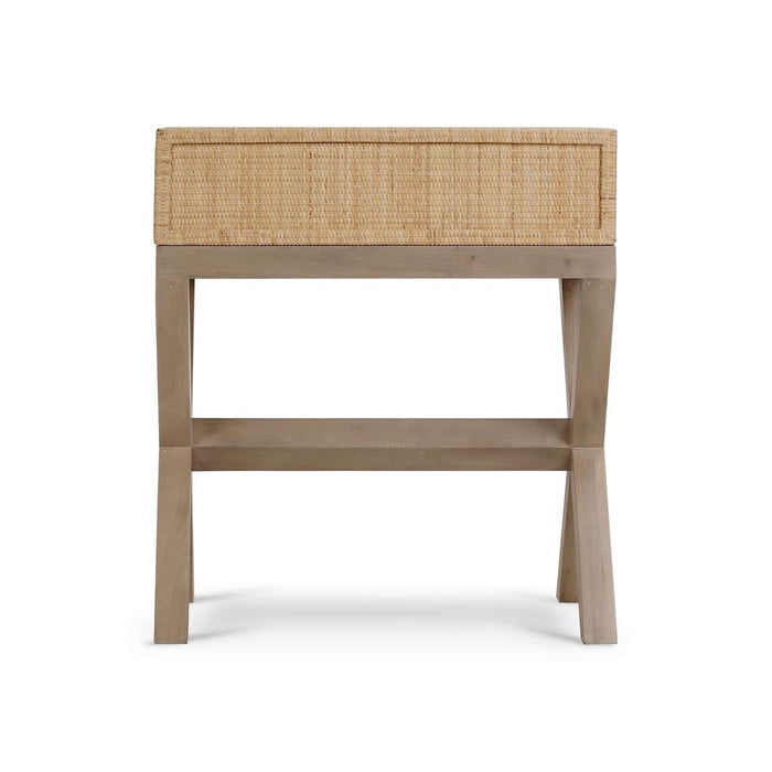 Bramble - Renoir Bedside Table Wrapped in Natural Rattan w/ Sandbar Legs - 27912RNATSNB----